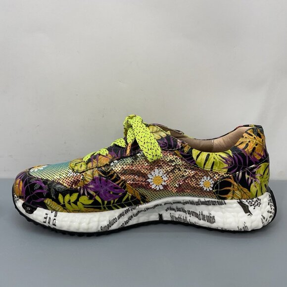 L'Artiste by Spring Step Sneakers Shoes Floral Sequin Colorful Yellow Womens 9.5 - Picture 12 of 15